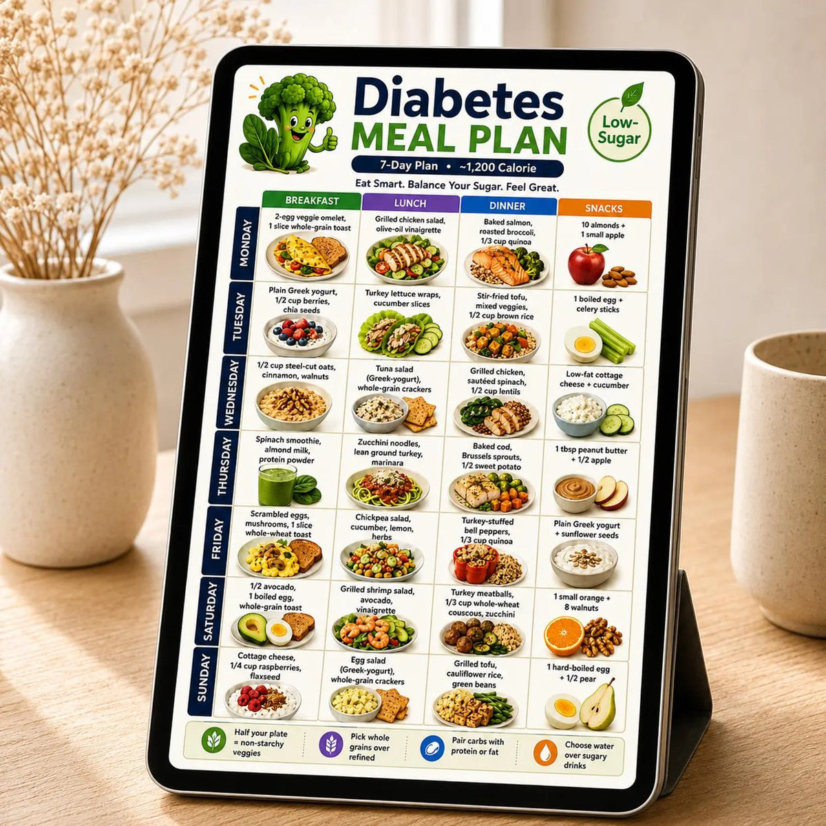 One simple system for meal planning, blood sugar & carb tracking, No more juggling separate sheets