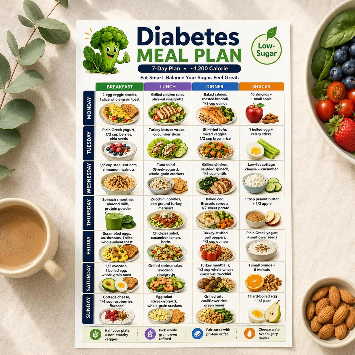 One simple system for meal planning, blood sugar & carb tracking, No more juggling separate sheets